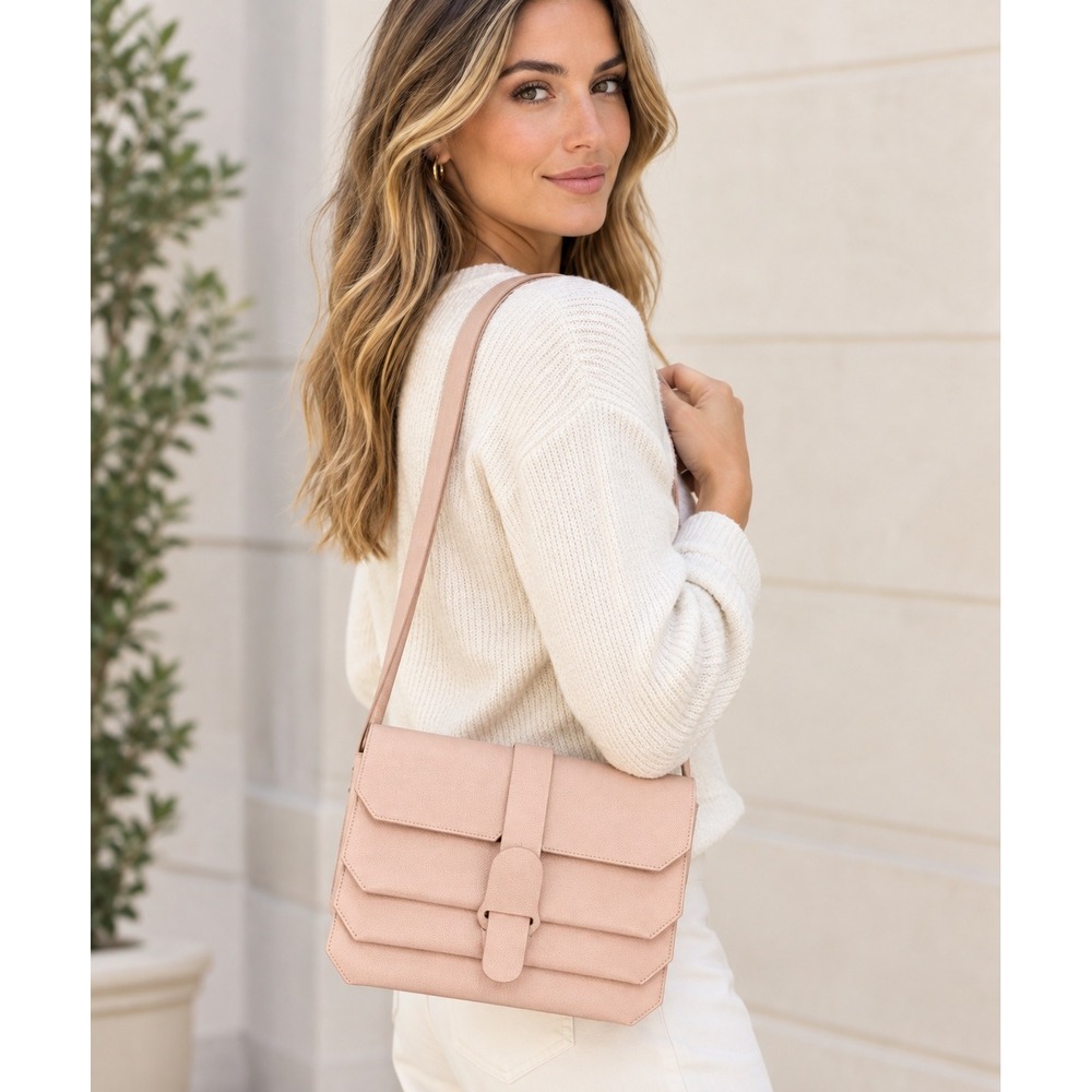 Senreve Belt Bag purse Pebbled Blush Leather Convertible Crossbody Clutch Pink